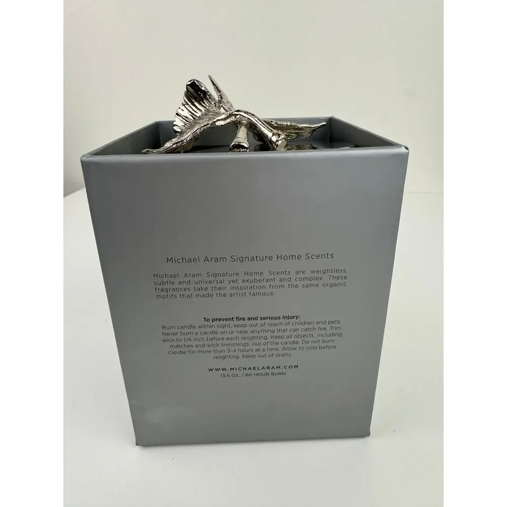 Michael Aram Ginkgo Candle Original Box Grapefruit Black Pepper Silver Tone NEW